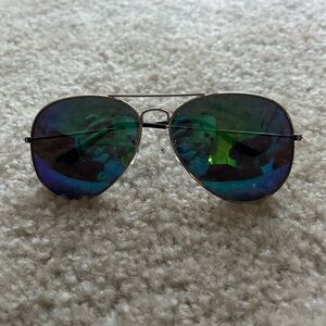 Aviator Sunglasses with Blue/Green Lenses
